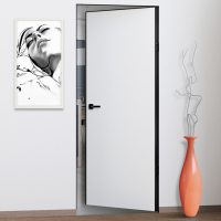 Дверь PROFILO PORTE Фьюжн REVERS, кромка AL черная с 3-х сторон белый грунт