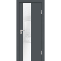 Дверь Profilo Porte P-6 Графит со стеклом Белоснежный лакобель Дверь Profilo Porte P-6 Графит со стеклом Белоснежный лакобель